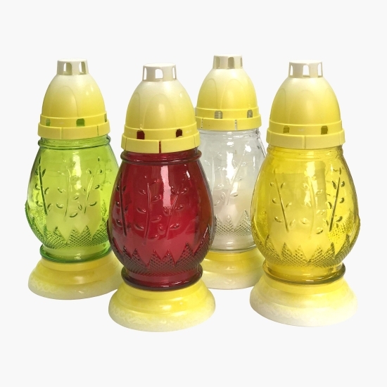 Candelă din sticlă în formă de ou, diverse culori