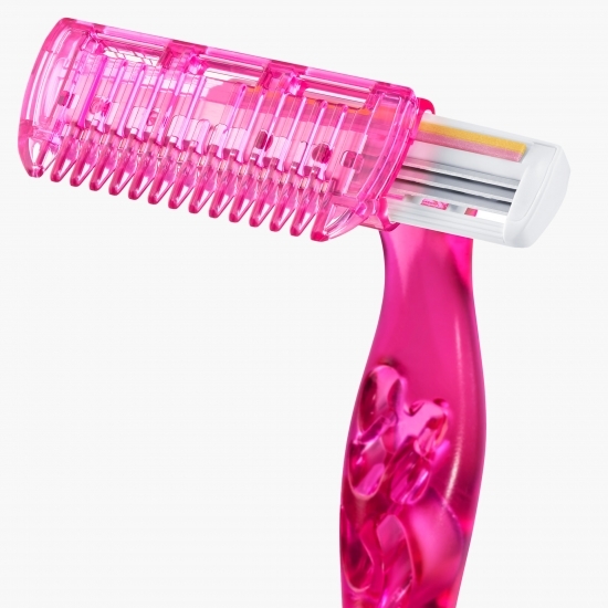 Aparat de ras pentru femei Miss Soleil Beauty 3 lame, Kit 4 buc + trimmer