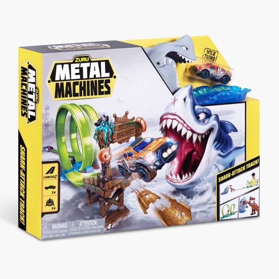 Set pistă cu mașinuță metalică Shark Attack track, +4 ani