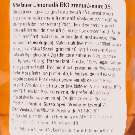 Limonadă eco de zmeură și mure 0.5l