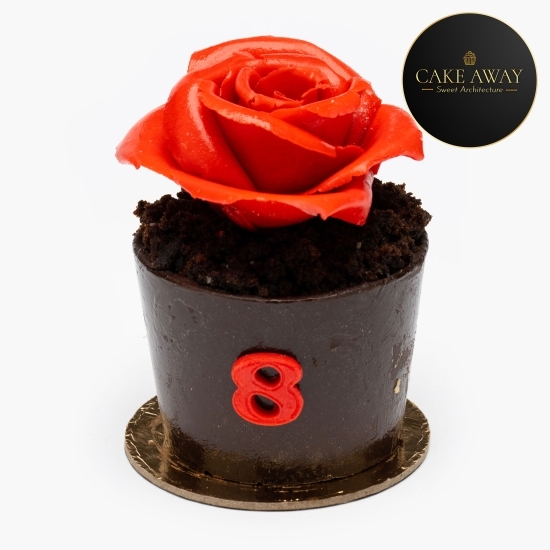 Trandafir dulce în ghiveci de ciocolată (8 Martie) 150g