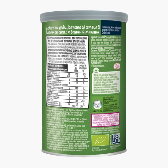 Gustare eco cu cereale, banane si zmeură +8 luni, 35g