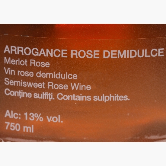 Vin rose demidulce Arogance Merlot, 13%, 0.75l