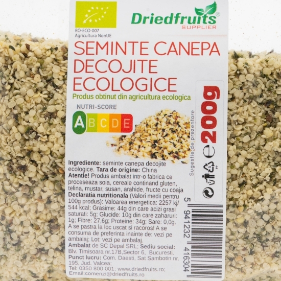 Semințe de cânepă crude decorticate ECO 200g