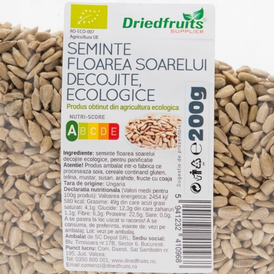 Semințe floarea-soarelui decojite crude ECO 200g