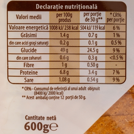 Pâine toast clasic Bongrana 600g