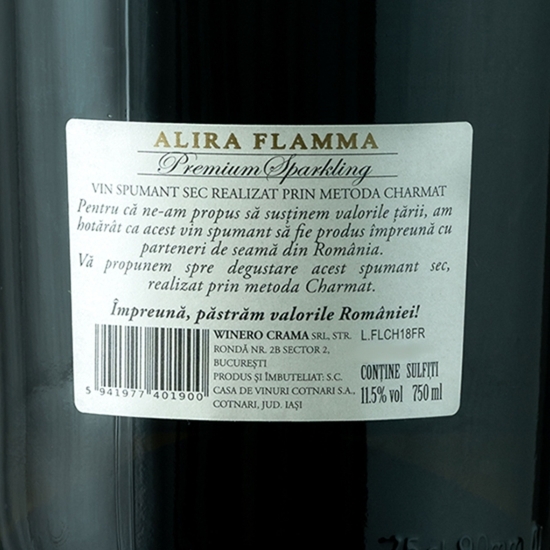 Vin spumant alb sec Flamma, 11.5%, 0.75l