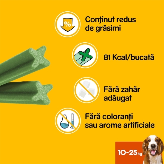 Batoane dentare pentru câini de talie medie, 180g, DentaStix cu eucalipt