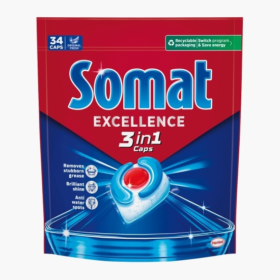 Detergent pentru mașina de spălat vase Excellence 3în1, 34 tablete