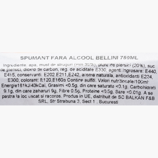 Spumant fără alcool Bellini, 750ml