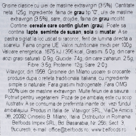 Grisine clasice cu ulei de măsline extravirgin 125g