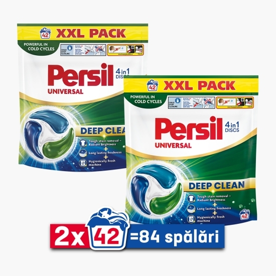Detergent de rufe capsule 4în1 Discs Universal Deep Clean, 2x42 spălări