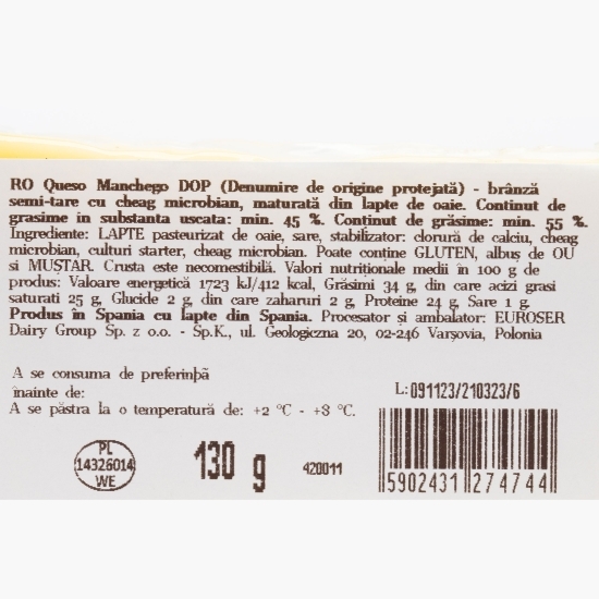 Brânză semi-tare Manchego PDO 130g