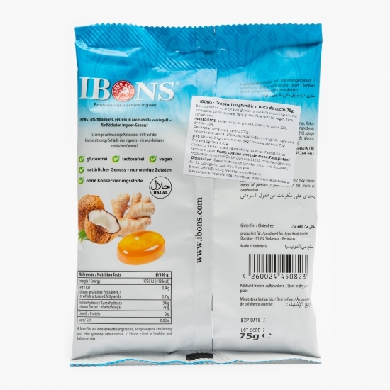 Dropsuri cu ghimbir și nucă de cocos 75g