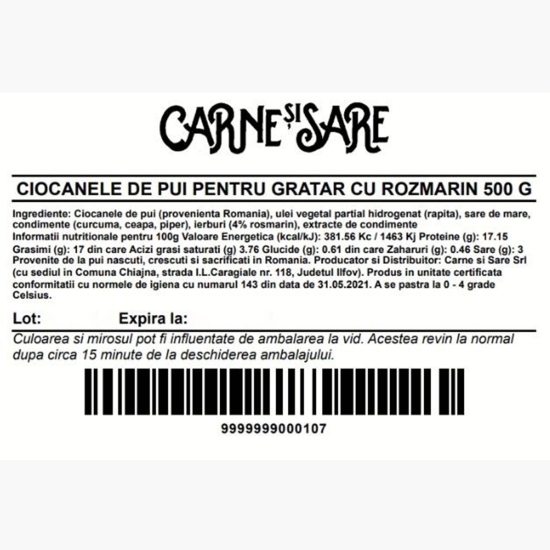 Ciocănele de pui pentru grătar cu rozmarin 500g