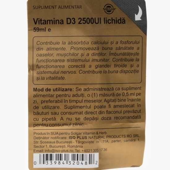 Vitamina D3 lichidă 2500 IU 59ml