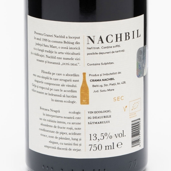 Vin roșu sec eco Fetească Neagră, 13.5%, 0.75l
