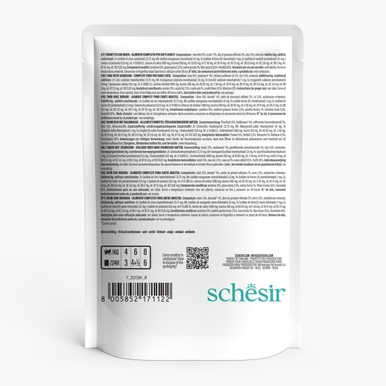 Hrană umedă pentru pisici, 85g, file de ton și biban în jeleu