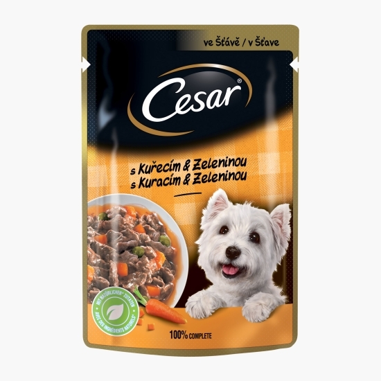 Hrană umedă pentru câini adulți, 100g, cu pui și legume gustoase în sos