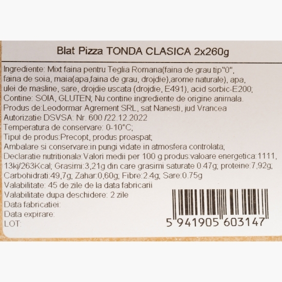 Blat pizza Tonda Classica 32cm, 2x260g