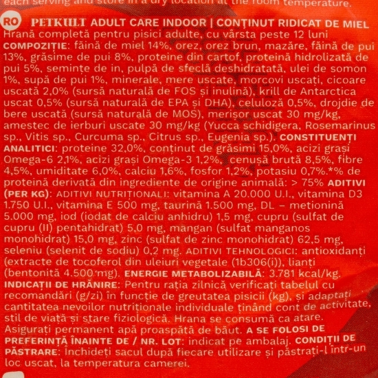 Hrană uscată pentru pisici adulte de interior Adult Care Indoor, cu miel 400g