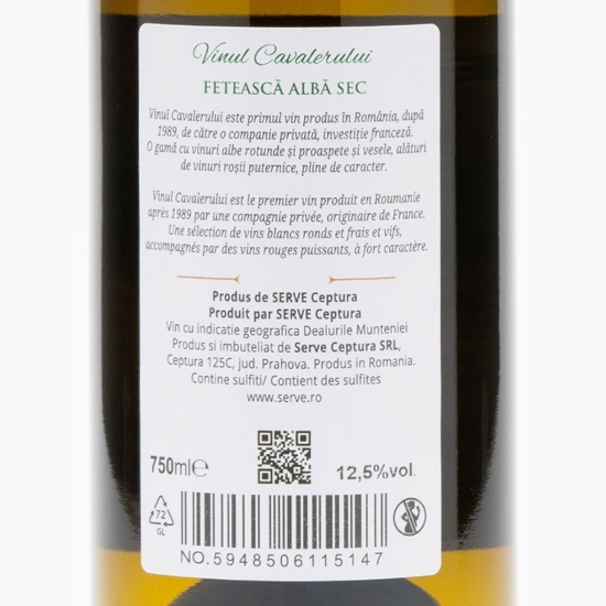 Vin alb sec Fetească Albă, 12.5%, 750ml