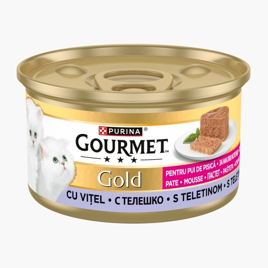 Hrană umedă pentru pui de pisică Gold, 85g, cu vițel