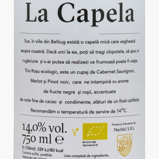Vin roșu sec eco La Capela, 14%, 750ml