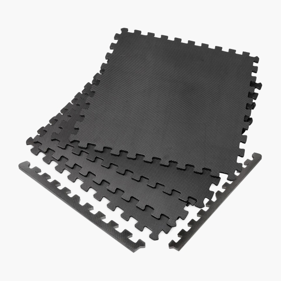 Set covoare puzzle, 120x120cm, 4 buc, negru
