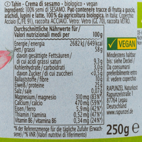 Pastă susan tahini eco vegană 250g