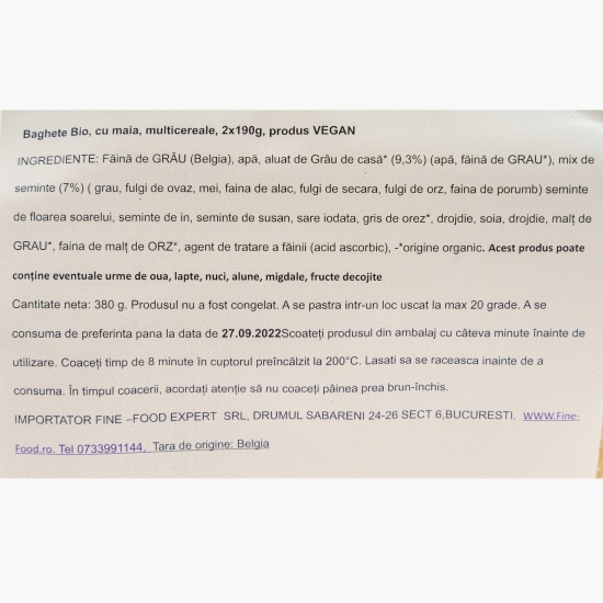 Baghetă cu maia, multicereale, precoaptă, eco 2x190g