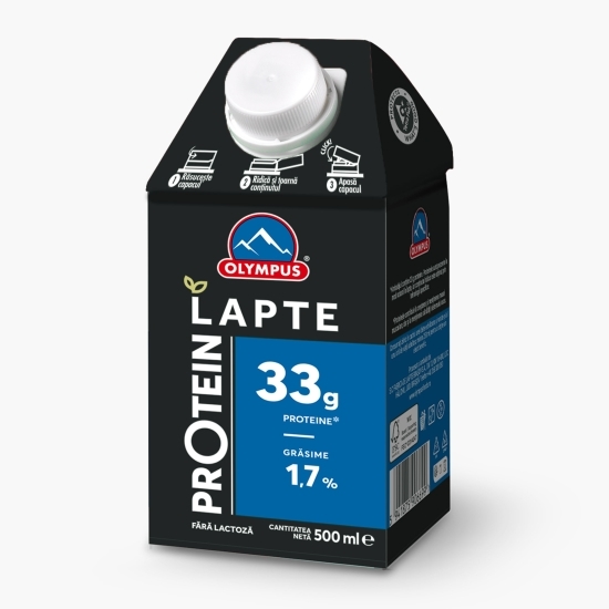 Lapte high protein, fără lactoză, 1.7% grăsime, 0.5l