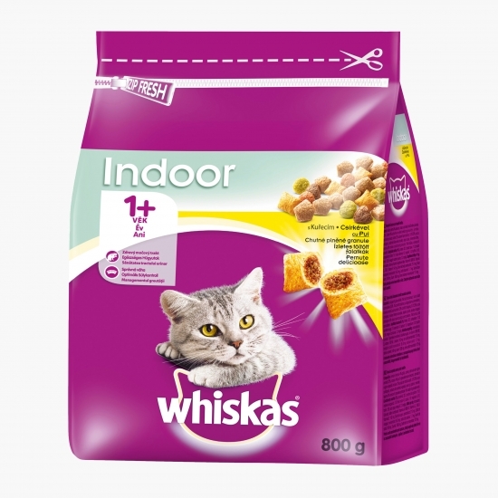 Hrană uscată pentru pisici de interior adulte, 800g, cu pui