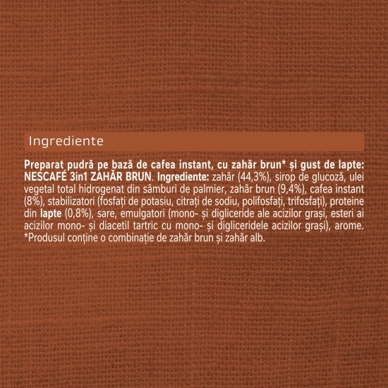 Mix de cafea instant 3in1 zahăr brun plicuri, 24x 16.5g