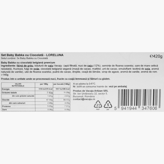 Baby babka cu ciocolată - cutie cadou 420g (3x140g)