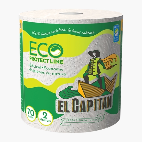 Prosop de hârtie monorolă eco Protect Line 70m, 2 straturi, 350 foi