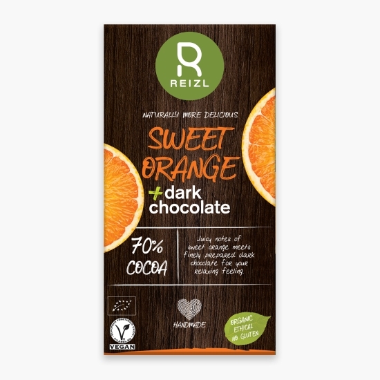 Ciocolată neagră eco cu portocale dulci, fără gluten, 70g