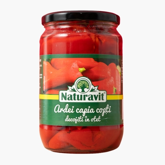 Ardei capia copți și decojiți, în oțet, 680g