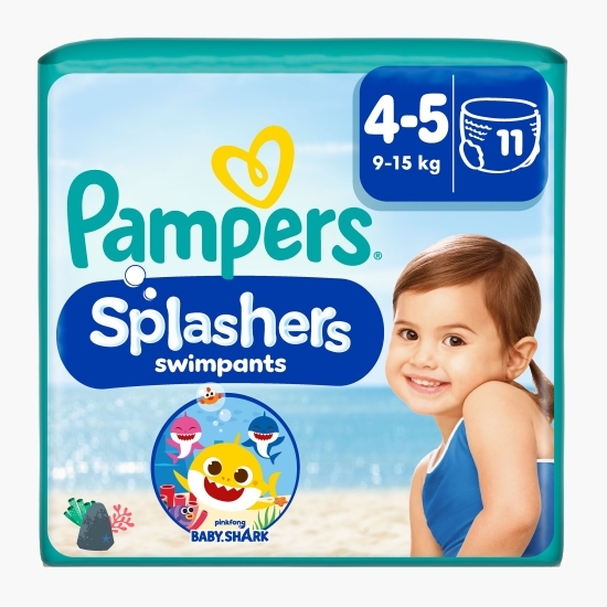 Scutece chiloțel pentru apă Splashers Baby Shark, mărimea 4-5, 9-15kg, 11 buc