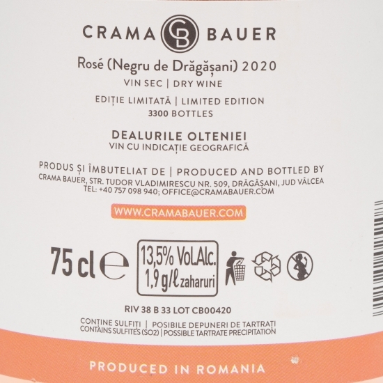 Vin rose sec Negru de Drăgășani, 13.5%, 0.75l