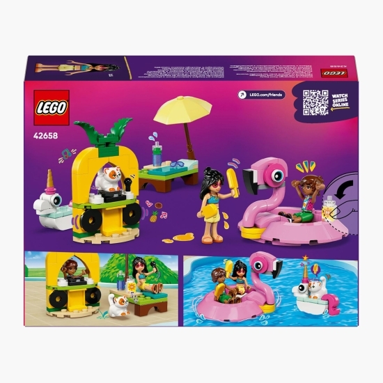 Petrecere la piscină cu unicornul și flamingo, 42658 Friends, 99 piese, +5 ani