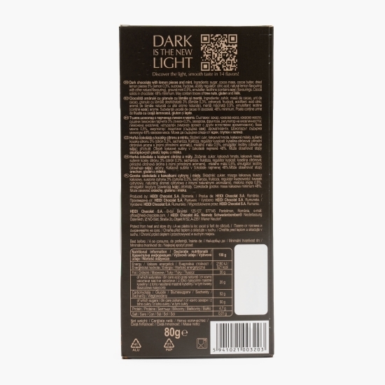 Ciocolată amăruie cu lămâie și mentă 80g