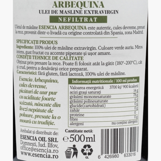 Ulei de măsline extravirgin Arbequina 500ml