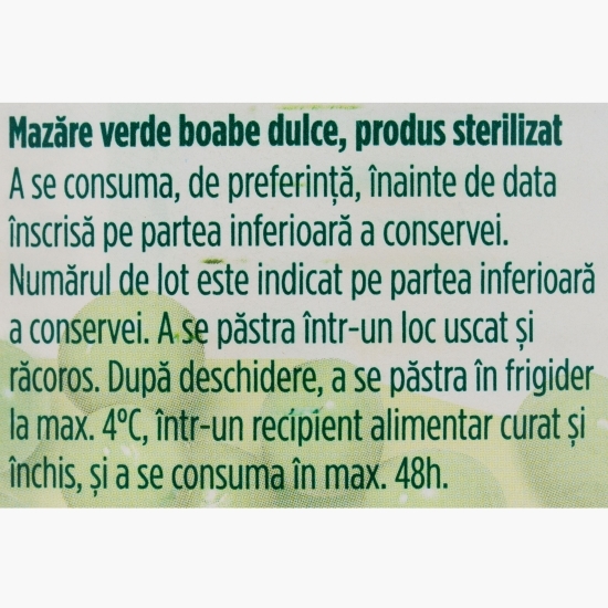 Mazăre verde boabe dulce 800g