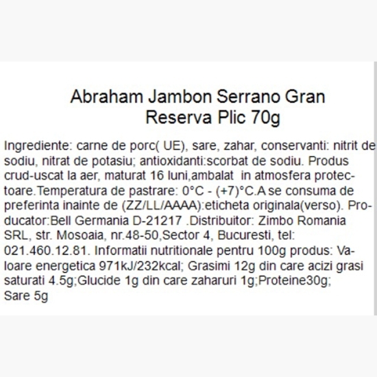 Jambon Serrano Gran Reserva 70g