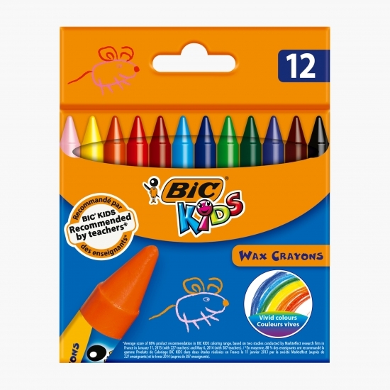 Set creioane cerate plastifiate Wax Crayons 12 buc