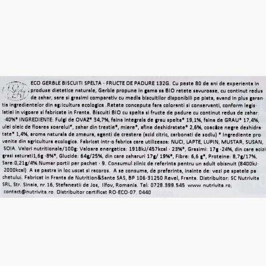 Biscuiți eco spelta cu fructe de pădure 132g
