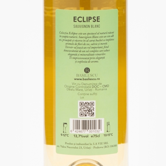 Vin alb sec Sauvignon Blanc Eclipse, 13.7%, 750ml