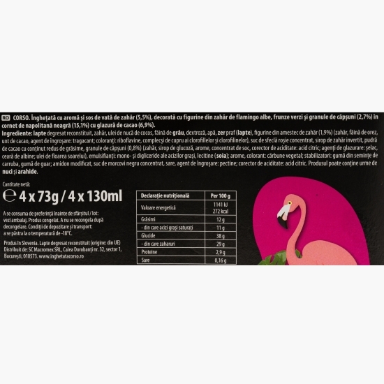 Înghețată Flamingo cu aromă de vată de zahăr 4x130ml