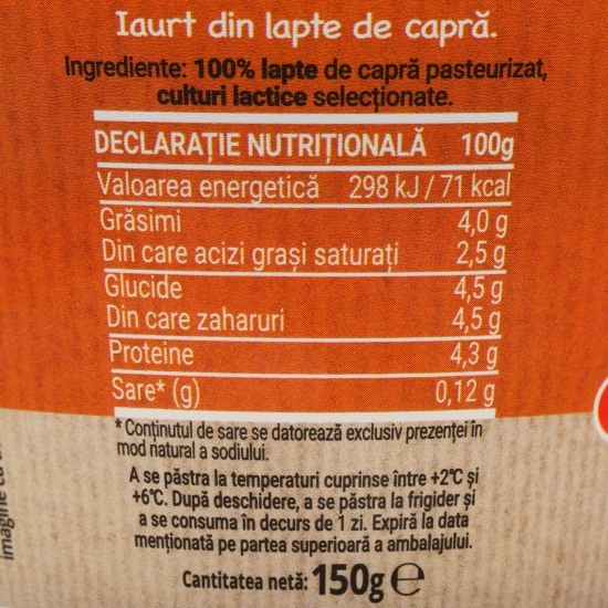 Iaurt de capră, 4% grăsime 150g